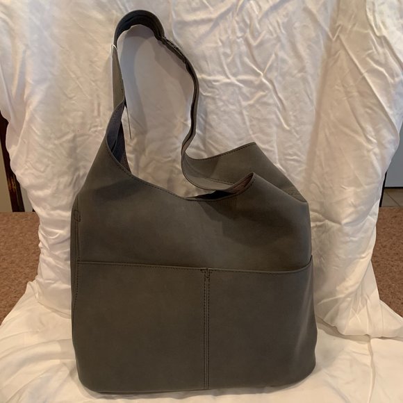 Joy Susan Bags Joy Susan Gray Polyurethane Hobo Bag With Matching